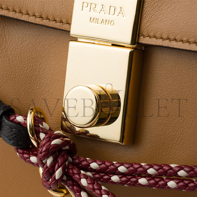 PRADA SOFT SOUND LARGE LEATHER SHOULDER BAG WITH CHARMS 1BD378 (35*19.5*10.5cm)